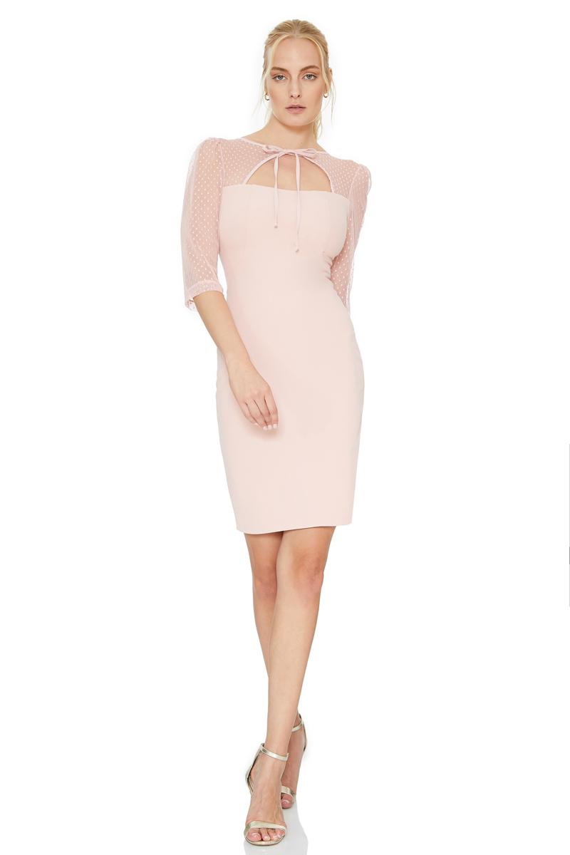 Light pink lace 3/4 sleeve dress